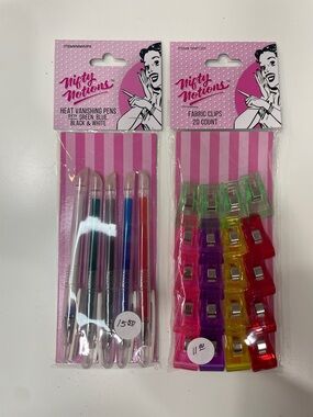 Nifty Notions Bundle Multicolor Heat Vanishing Pens & Fabric Clips Set